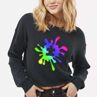 Autism Rainbow Puzzle Splatter  Cropped Pullover Crew