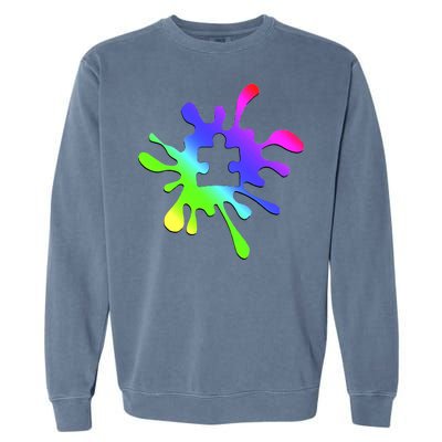 Autism Rainbow Puzzle Splatter  Garment-Dyed Sweatshirt