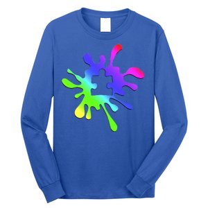 Autism Rainbow Puzzle Splatter  Long Sleeve Shirt