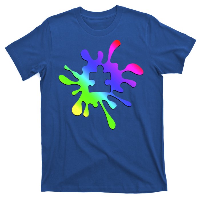 Autism Rainbow Puzzle Splatter  T-Shirt