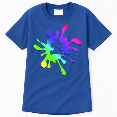 Autism Rainbow Puzzle Splatter  Tall T-Shirt