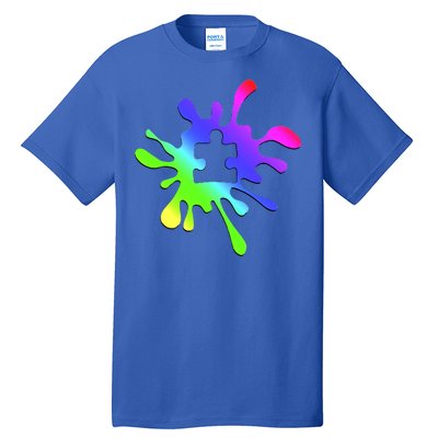 Autism Rainbow Puzzle Splatter  Tall T-Shirt