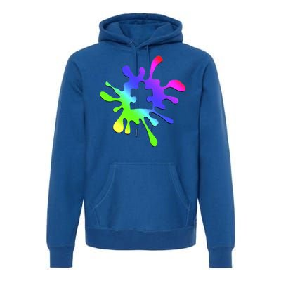 Autism Rainbow Puzzle Splatter  Premium Hoodie