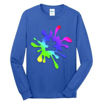 Autism Rainbow Puzzle Splatter  Tall Long Sleeve T-Shirt