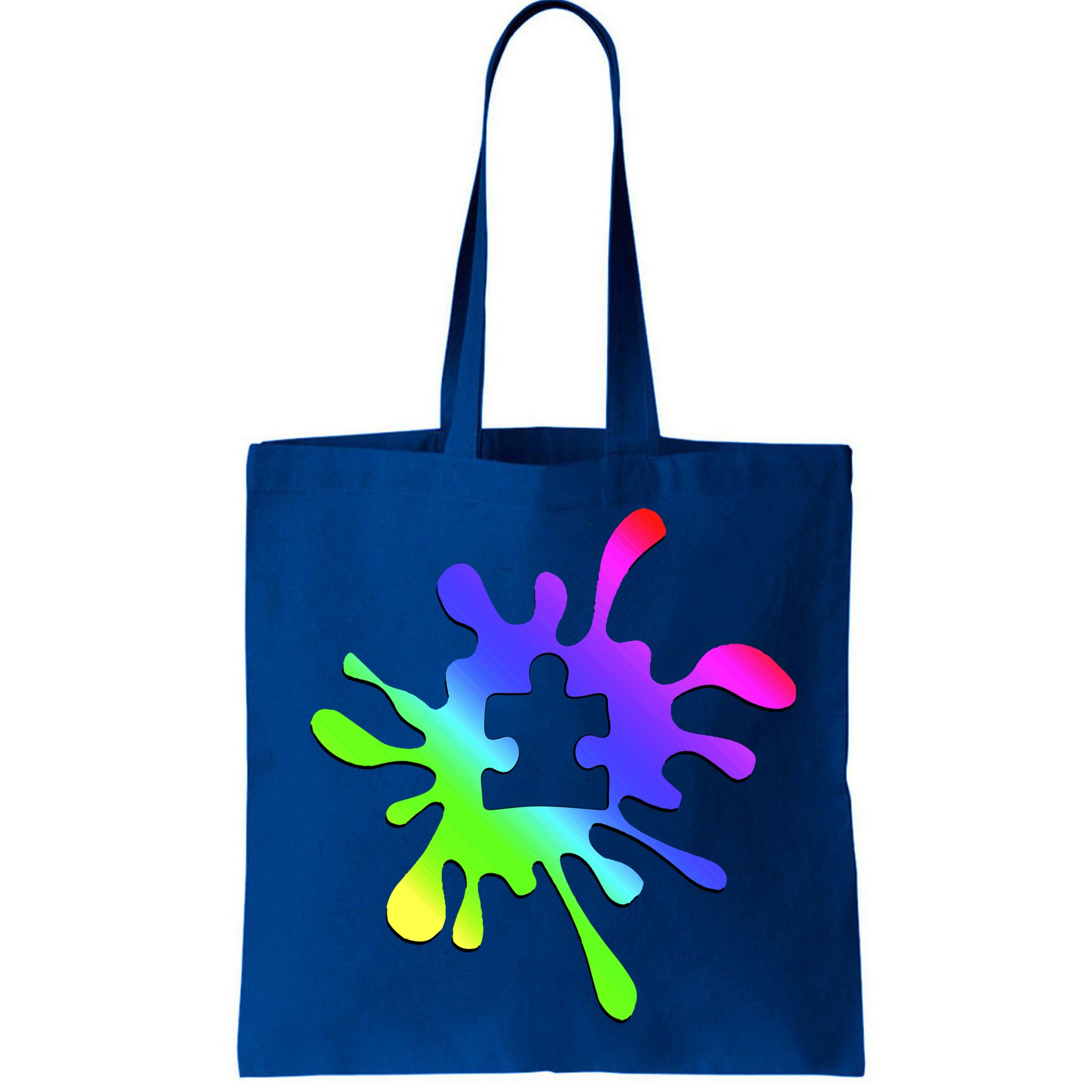 Autism Rainbow Puzzle Splatter  Bag