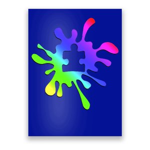 Autism Rainbow Puzzle Splatter  Poster