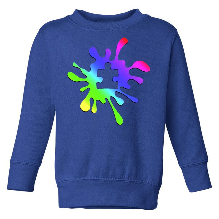 Autism Rainbow Puzzle Splatter  Toddler Sweatshirt