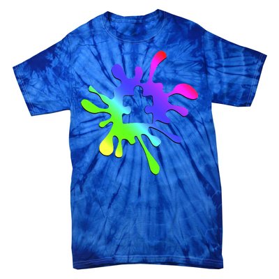 Autism Rainbow Puzzle Splatter  Tie-Dye T-Shirt