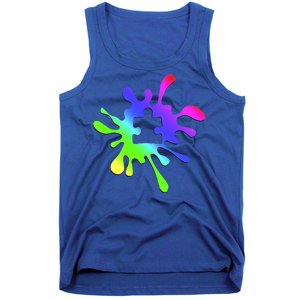 Autism Rainbow Puzzle Splatter  Tank Top