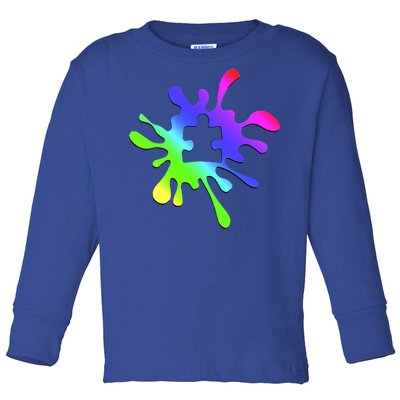 Autism Rainbow Puzzle Splatter  Toddler Long Sleeve Shirt