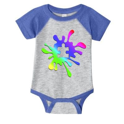 Autism Rainbow Puzzle Splatter  Infant Baby Jersey Bodysuit