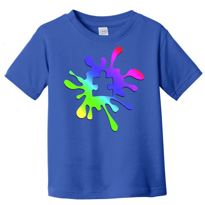 Autism Rainbow Puzzle Splatter  Toddler T-Shirt