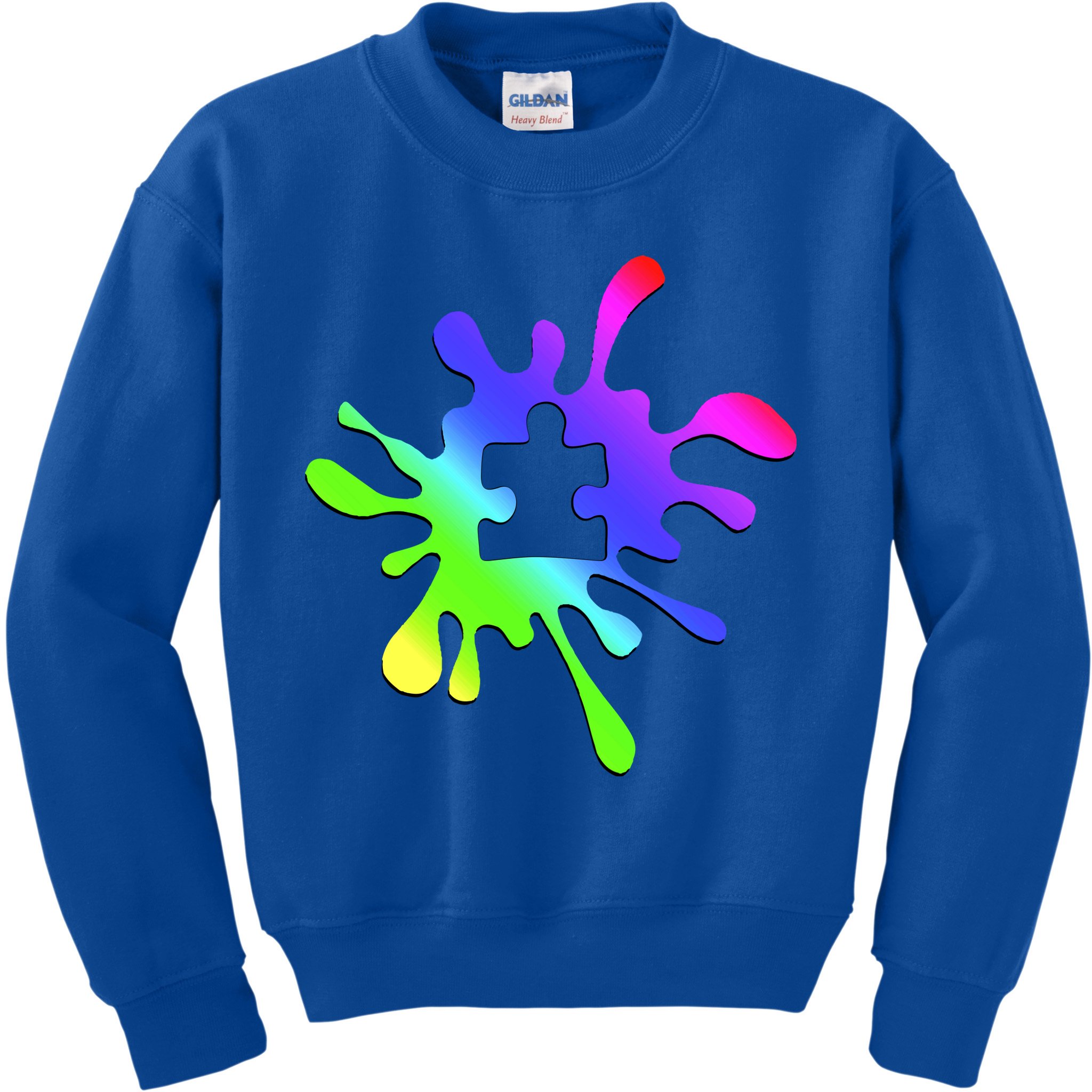Autism Rainbow Puzzle Splatter  Kids Sweatshirt
