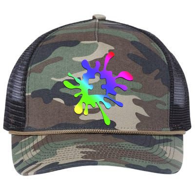 Autism Rainbow Puzzle Splatter  Retro Rope Trucker Hat Cap