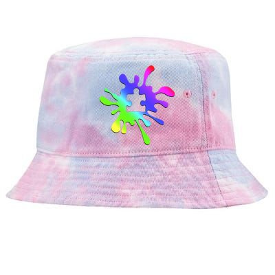 Autism Rainbow Puzzle Splatter  Tie-Dyed Bucket Hat