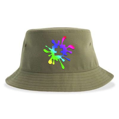 Autism Rainbow Puzzle Splatter  Sustainable Bucket Hat