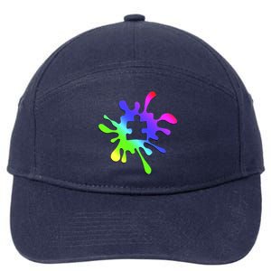 Autism Rainbow Puzzle Splatter  7-Panel Snapback Hat