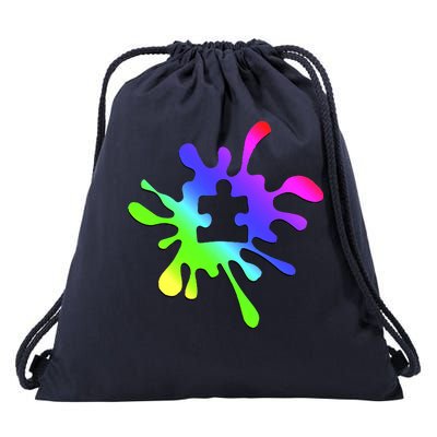 Autism Rainbow Puzzle Splatter  Drawstring Bag