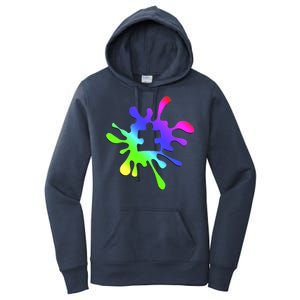 Autism Rainbow Puzzle Splatter  Women's Pullover Hoodie