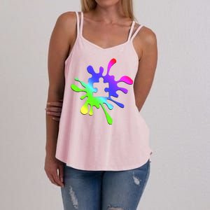 Autism Rainbow Puzzle Splatter  Women's Strappy Tank