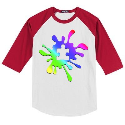 Autism Rainbow Puzzle Splatter  Kids Colorblock Raglan Jersey