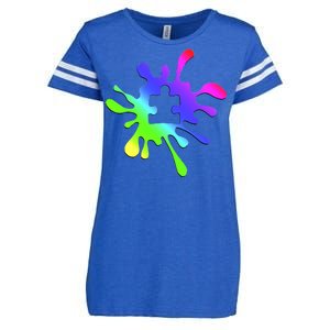 Autism Rainbow Puzzle Splatter  Enza Ladies Jersey Football T-Shirt