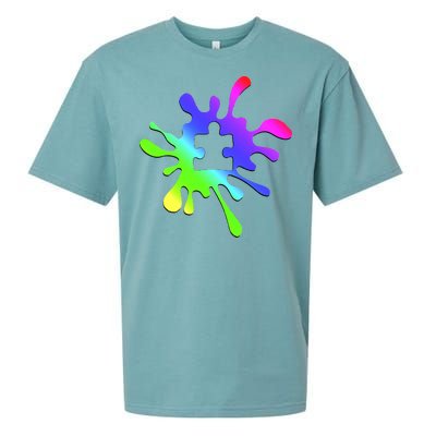 Autism Rainbow Puzzle Splatter  Sueded Cloud Jersey T-Shirt