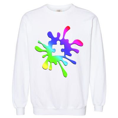 Autism Rainbow Puzzle Splatter  Garment-Dyed Sweatshirt