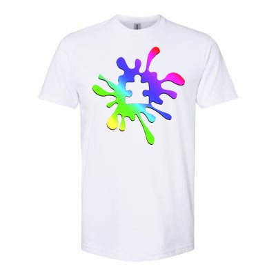 Autism Rainbow Puzzle Splatter  Softstyle® CVC T-Shirt