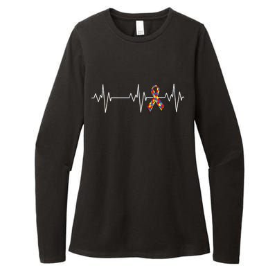 Autism Ribbon Heartbeat Pulse Womens CVC Long Sleeve Shirt