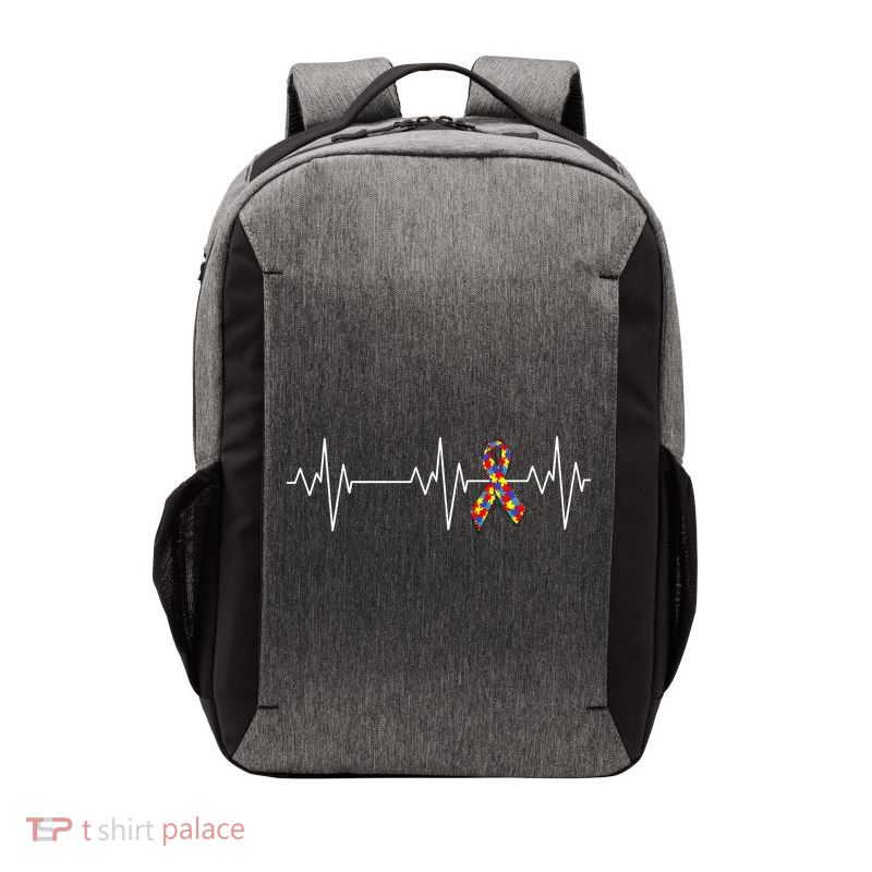 Autism Ribbon Heartbeat Pulse Vector Backpack