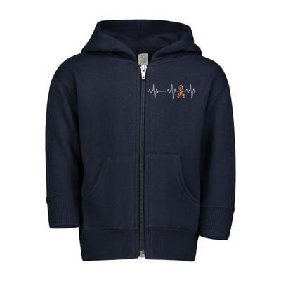 Autism Ribbon Heartbeat Pulse Toddler Zip Fleece Hoodie