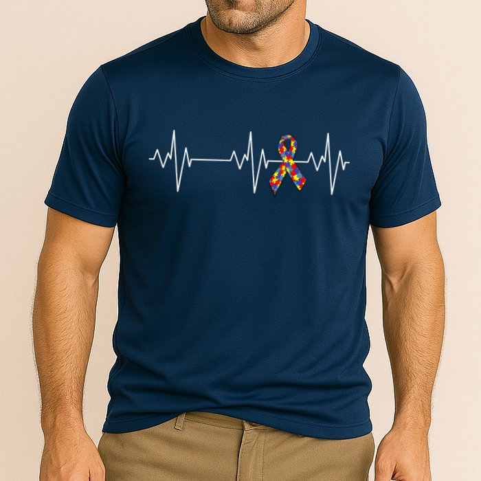 Autism Ribbon Heartbeat Pulse Performance Shirt