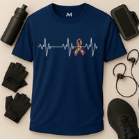 Autism Ribbon Heartbeat Pulse Performance Shirt