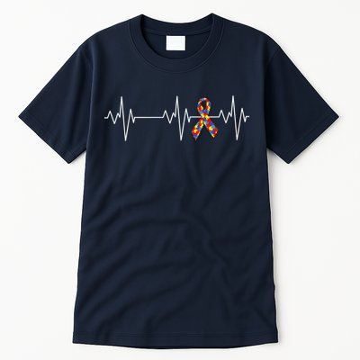 Autism Ribbon Heartbeat Pulse Tall T-Shirt