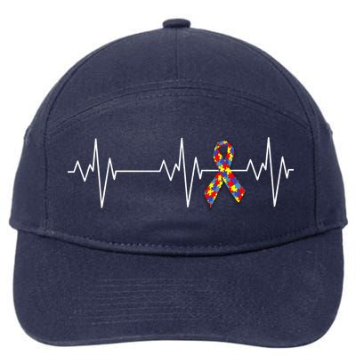 Autism Ribbon Heartbeat Pulse 7-Panel Snapback Hat