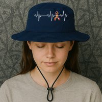 Autism Ribbon Heartbeat Pulse Bucket Hat