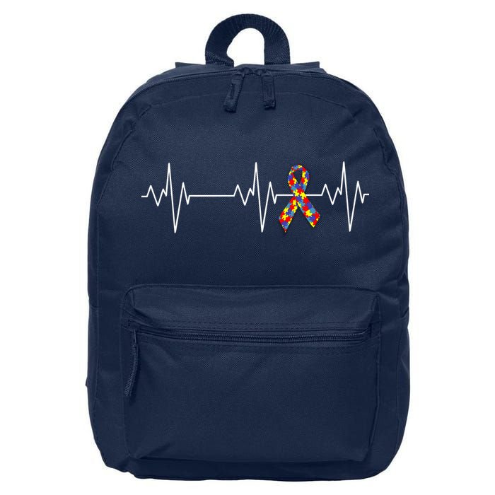 Autism Ribbon Heartbeat Pulse 16 in Basic Backpack