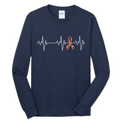 Autism Ribbon Heartbeat Pulse Tall Long Sleeve T-Shirt