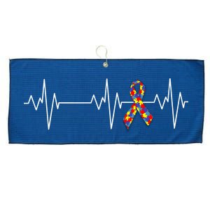 Autism Ribbon Heartbeat Pulse Large Microfiber Waffle Golf Towel