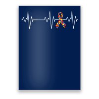 Autism Ribbon Heartbeat Pulse Poster