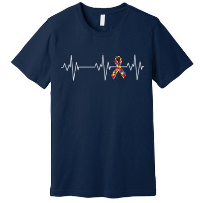 Autism Ribbon Heartbeat Pulse Premium T-Shirt