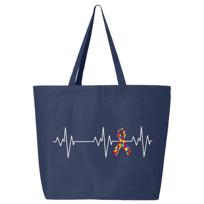 Autism Ribbon Heartbeat Pulse 25L Jumbo Tote