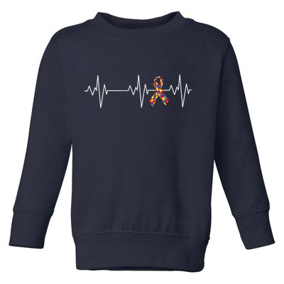Autism Ribbon Heartbeat Pulse Toddler Sweatshirt