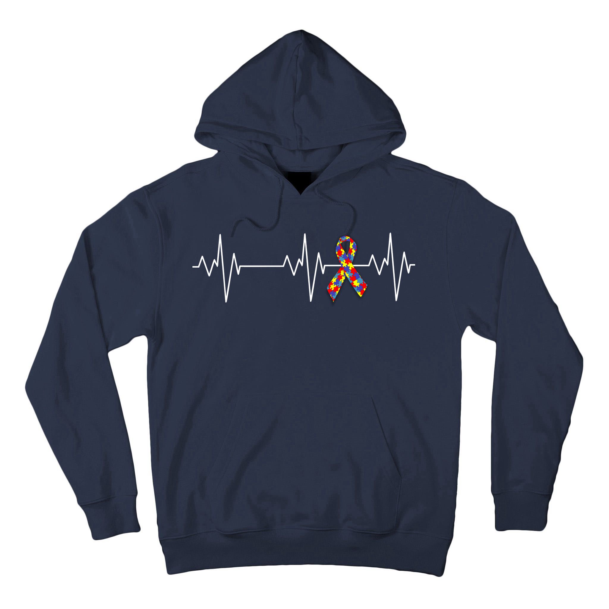 Autism Ribbon Heartbeat Pulse Tall Hoodie