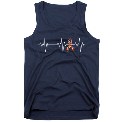 Autism Ribbon Heartbeat Pulse Tank Top