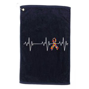 Autism Ribbon Heartbeat Pulse Platinum Collection Golf Towel