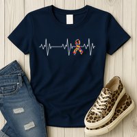 Autism Ribbon Heartbeat Pulse Womens T-Shirt