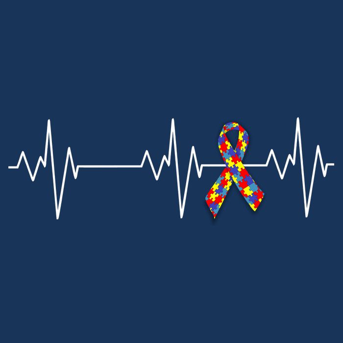 Autism Ribbon Heartbeat Pulse Womens T-Shirt