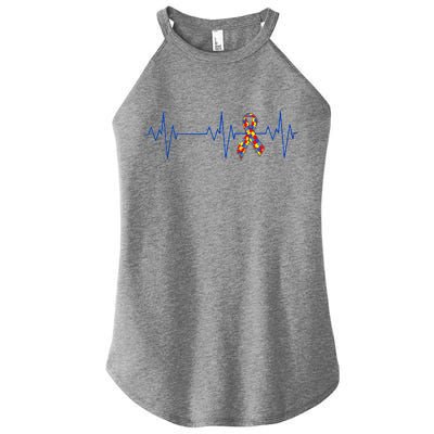 Autism Ribbon Heartbeat Pulse Women’s Perfect Tri Rocker Tank